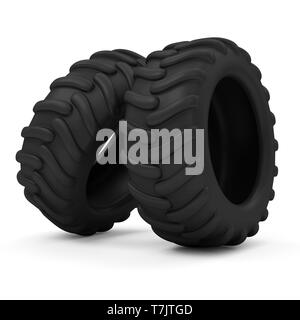 Traktor Reifen isoliert auf weißem Hintergrund Stockfoto