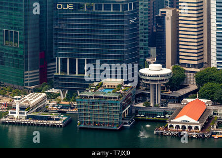 Das Fullerton Bay und die Skyline von Singapur, Singapur, Südostasien Stockfoto