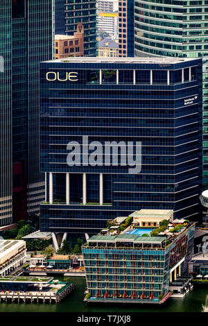 Das Fullerton Bay und die Skyline von Singapur, Singapur, Südostasien Stockfoto