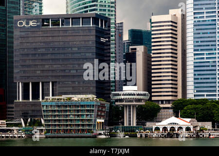 Das Fullerton Bay und die Skyline von Singapur, Singapur, Südostasien Stockfoto