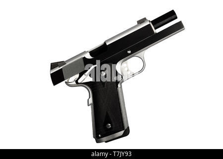 Luxus 1911 .45 Pistole metall Pistole Professional auf weißem Hintergrund Stockfoto