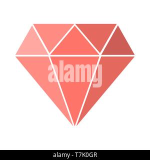 Rosa Diamant Symbol isoliert. Vector Illustration. Symbol der Diamant in trendigem Pink Farbe Stock Vektor