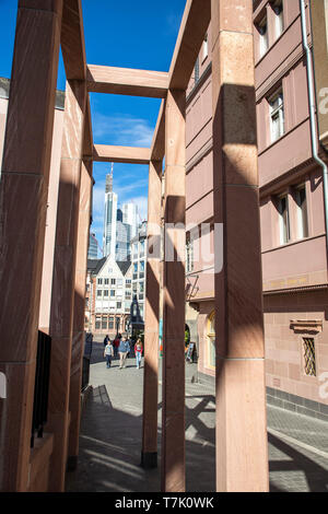 Frankfurt am Main, die neue Altstadt, rekonstruierte Häuser im Altstadtviertel zwischen Römer und Dom, Markt Straße, Stockfoto