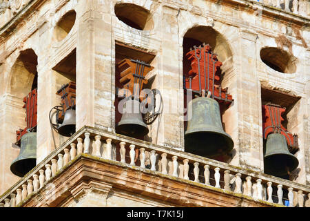 Glockenturm aus der Orangen, Moschee - Kathedrale von Córdoba, Mezquita - Catedral de Córdoba, Córdoba, Spanien Stockfoto