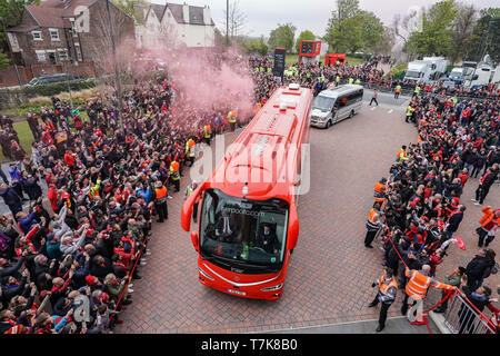 Liverpool, Großbritannien. 07 Mai, 2019. 7. Mai 2019, Anfield Stadion, Liverpool, England, UEFA Champions League, Halbfinale, Rückspiel, Liverpool FC vs FC Barcelona; Quelle: Terry Donnelly/News Bilder Credit: Aktuelles Bilder/Alamy leben Nachrichten Stockfoto