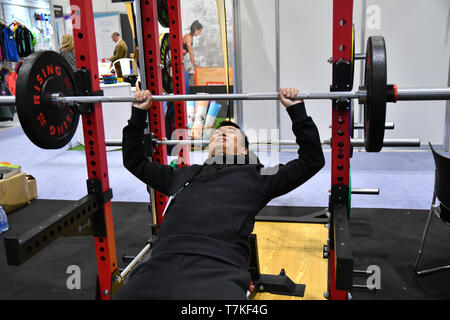 Excel London, UK. 8. Mai 2019. Steigende Gewicht Hebevorrichtung aus China zu erheben, 2019 am 8. Mai 2019, bei Excel London, UK. Bild Capital/Alamy leben Nachrichten Stockfoto