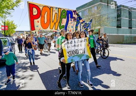 Earth Day Parade und Festival, von Jugend für Klimagerechtigkeit Jetzt, Vancouver, British Columbia, Kanada organisiert Stockfoto