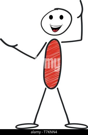 Lächelnd Stickman Stickfigure web Vector Illustration auf Weiß Stock Vektor