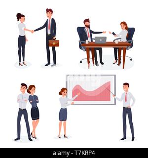 Business Menschen Flat Style Vector Illustration auf weißem Hintergrund Stock Vektor