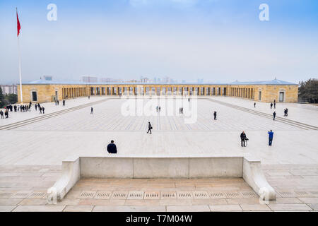 ANKARA, Türkei - 14. FEBRUAR 2017: Das Mausoleum Anitkabir-Mausoleum, das Grab der Gründer und erster Präsident der Türkischen Republik Mustafa Kemal Atatürk. Stockfoto