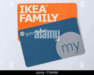 Treuekarte - Ikea family und Mein John Lewis Stockfoto