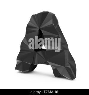 Abstrakte Schwarz Fraktalen geometrischen, Polygonal oder lowpoly Stil Buchstaben isoliert auf weißem Hintergrund (Buchstaben A) Stockfoto