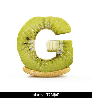 Kiwi Alphabet isoliert auf weißem Hintergrund (Buchstabe G) Stockfoto