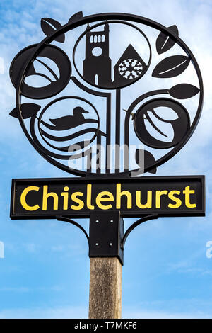 Ortsschild Bromley Kent Chislehurst Stockfoto