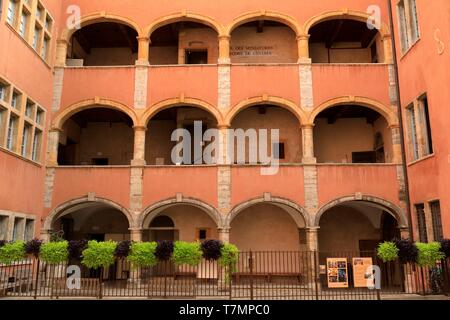 Frankreich, Rhone, Lyon, 5. Bezirk, Alten Lyon, historische Stätte des Weltkulturerbes der UNESCO, Rue de la Bombarde, das Haus der Anwälte (XVI), Miniatur Museum und Kino aufgeführt Stockfoto