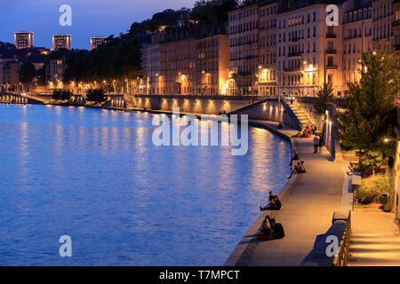 Frankreich, Rhône, Lyon, 1. Arrondissement, Les Terreaux Bezirk, quai Saint Vincent, La Saône Stockfoto