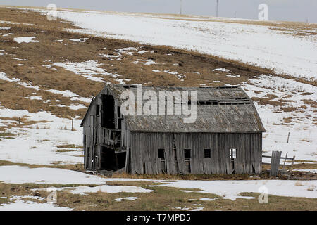 Alte Scheunen in Alberta, Kanada dot die Prärien erinnert an längst vergangene Tage. Stockfoto