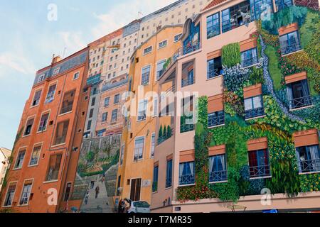 Frankreich, Rhône, Lyon, 4. Arrondissement, Le Plateau Stadtteil La Croix Rousse, Boulevard des Canuts, die Wand des Canuts Stockfoto