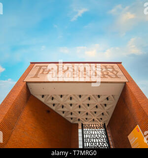 London, UK, 12. Mai 2018: Die British Library ist die Nationalbibliothek des Vereinigten Königreichs und der größte nationale Bibliothek in der Welt durch die Anzahl der Reihen katalogisiert Stockfoto