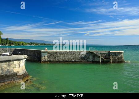 Schweiz, Genf, Quai Du Mont Balnc, Genfer See Stockfoto