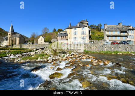 Arreau, Neste d'Aure Ufer, Louron Tal, Hautes Pyrenäen, Frankreich Stockfoto