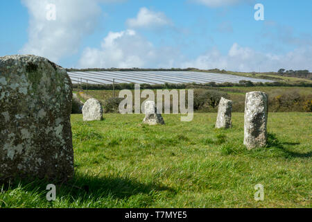 Der Steinkreis Merry Maidens Stockfoto