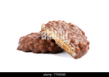 Cookies Schokolade mit Karamell Füllung auf weißem Hintergrund Stockfoto