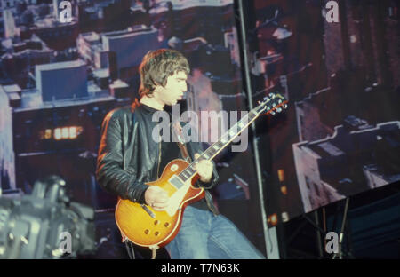 OASIS UK Rock Gruppe mit Noel Gallagher im August 2000 Stockfoto