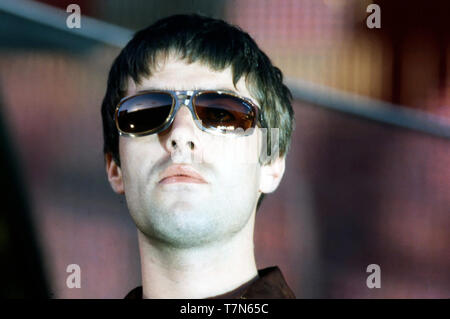 OASIS UK Rock Gruppe mit Liam Gallagher im Juni 1997 Stockfoto