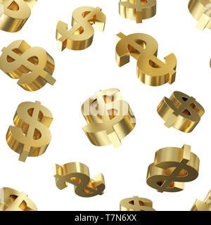 Golden Dollar Zeichen nahtlose Muster Hintergrund Stockfoto