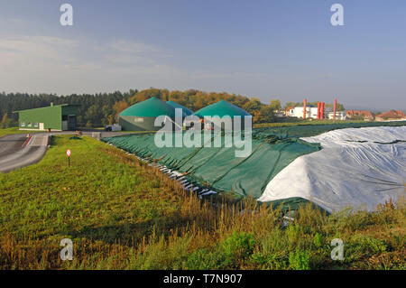 Biogasanlage: Diese Pflanze in Hammelburg liefert Biogas direkt zu einem nahe gelegenen Erdgas KWK-Anlage. Stockfoto