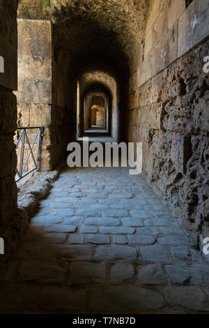 Galerie im antiken Amphitheater. Das römische Amphitheater von Italica in Santiponce. Sevilla. Spanien. Stockfoto