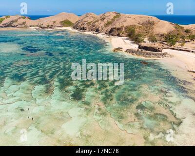 Indonesien, Lombok, Kuta, Tanjung Ann Strand (Luftbild) Stockfoto