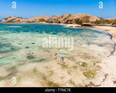 Indonesien, Lombok, Kuta, Tanjung Ann Strand (Luftbild) Stockfoto