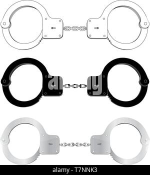 Handschellen. Umrisse Symbole und 3D-Element Stock Vektor