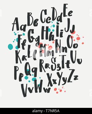Vektor Alphabet. Hand Schriftwechsel. Buchstaben des Alphabets mit Pinsel geschrieben. Stock Vektor