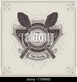 Etikett oder heraldischen Elemente mit Muster im Vintage Style Stock Vektor