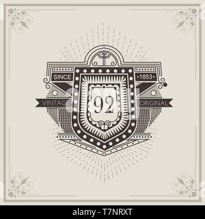 Etikett oder heraldischen Elemente mit Muster im Vintage Style Stock Vektor