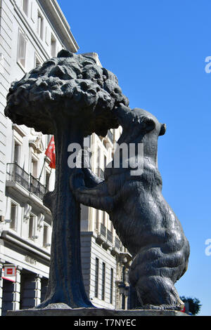 Statue von der Bär und der Erdbeerbaum, Estatua Del Oso y El Madroño, Madrid, Spanien Stockfoto