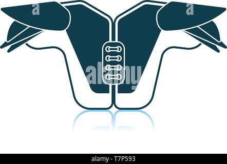 American Football Brustschutz Symbol. Schatten Reflexion Design. Vector Illustration. Stock Vektor