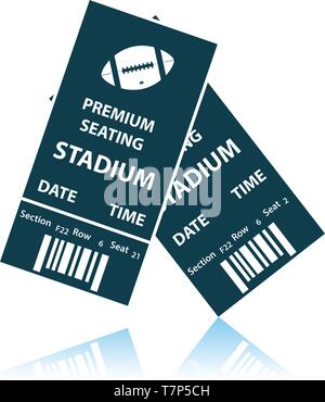 American Football Tickets Symbol. Schatten Reflexion Design. Vector Illustration. Stock Vektor