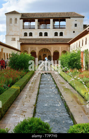 Der Hof von la Acequia, Palacio de Generalife, Generalife, Alhambra, Granada, Spanien, UNESCO Weltkulturerbe Stockfoto