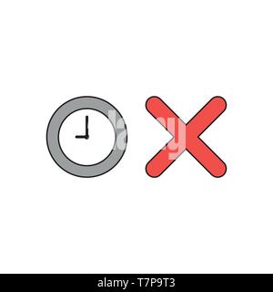 Vektor icon Konzept der grauen Uhrzeit mit einem roten X markiert. Stock Vektor