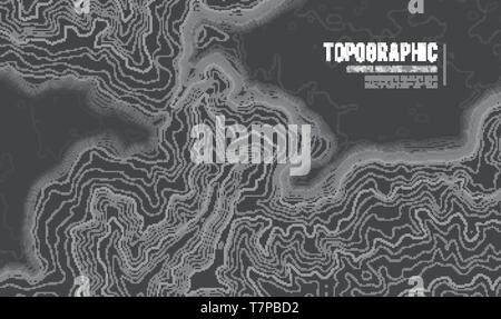 Grauen Konturen vektor Topographie. Geographische Berg Topographie Vector Illustration. Topografische Muster Textur. Karte auf dem Land vektor Gelände Stock Vektor