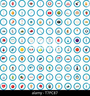 100 gut Person Icons set, cartoon-Stil Stock Vektor