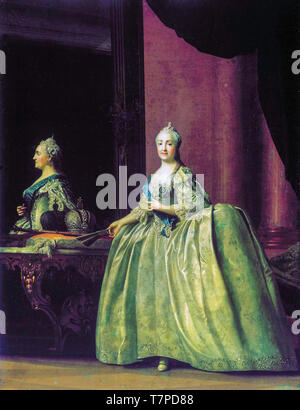Portrait von Katharina II. von Russland (1729-1796) mit der Reflexion in einem Spiegel, Vigilius Eriksen, 1779 Stockfoto