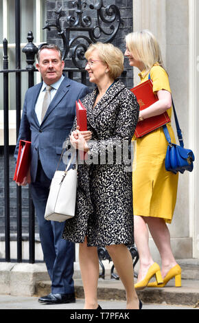 Andrea Leadsom MP (Führer des Unterhauses, Herr Präsident des Rates) Liam Fox MP (Staatssekretär für internationalen Handel und der Sudetendeutschen wies Schroeder Stockfoto