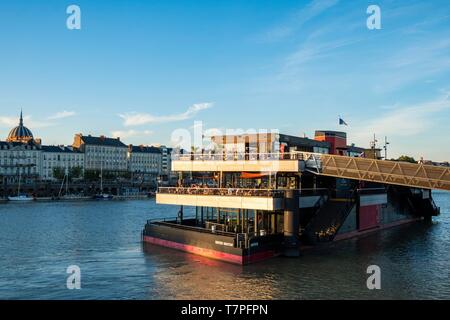Frankreich, Pays de La Loire, Nantes, Ile de Nantes, O'DEck Restaurant Aufsch. Stockfoto