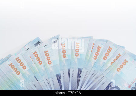 1000 neue Taiwan-Dollar isoliert auf weißem Hintergrund Stockfoto