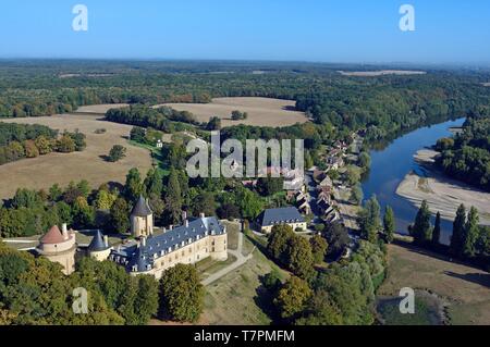 Frankreich, Cher, Apremont-sur Allier beschriftet Les Plus beaux villages de France (Schönste Dörfer Frankreichs) (Luftbild) Stockfoto